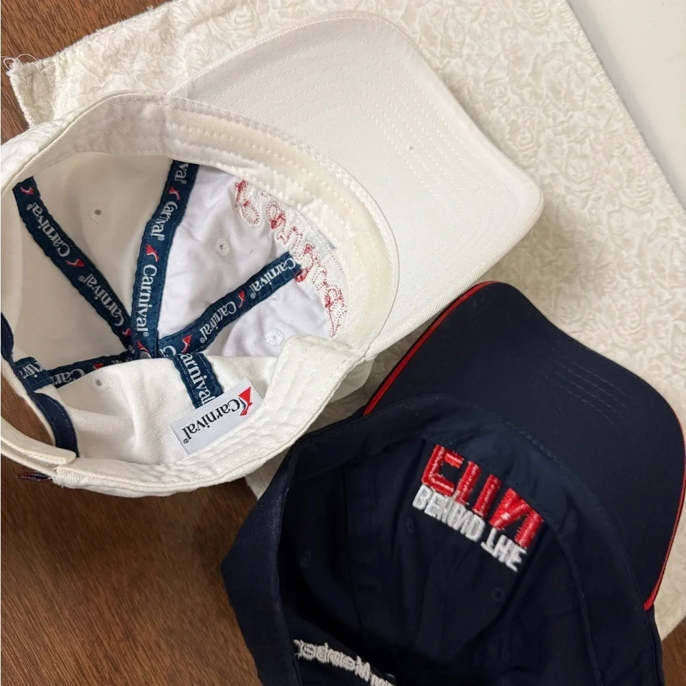 Set of 2 Carnival Cruise Line Baseball Hats Caps Behind The Fun Tour Unisex